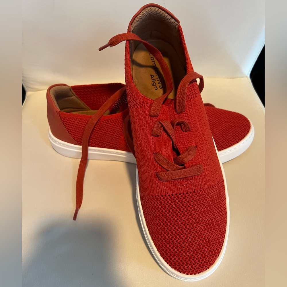 Red Woven Fabric Sneakers